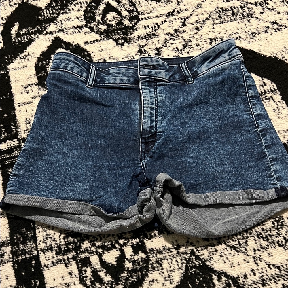 H&M Dark Blue Rolled Hem Denim Shorts